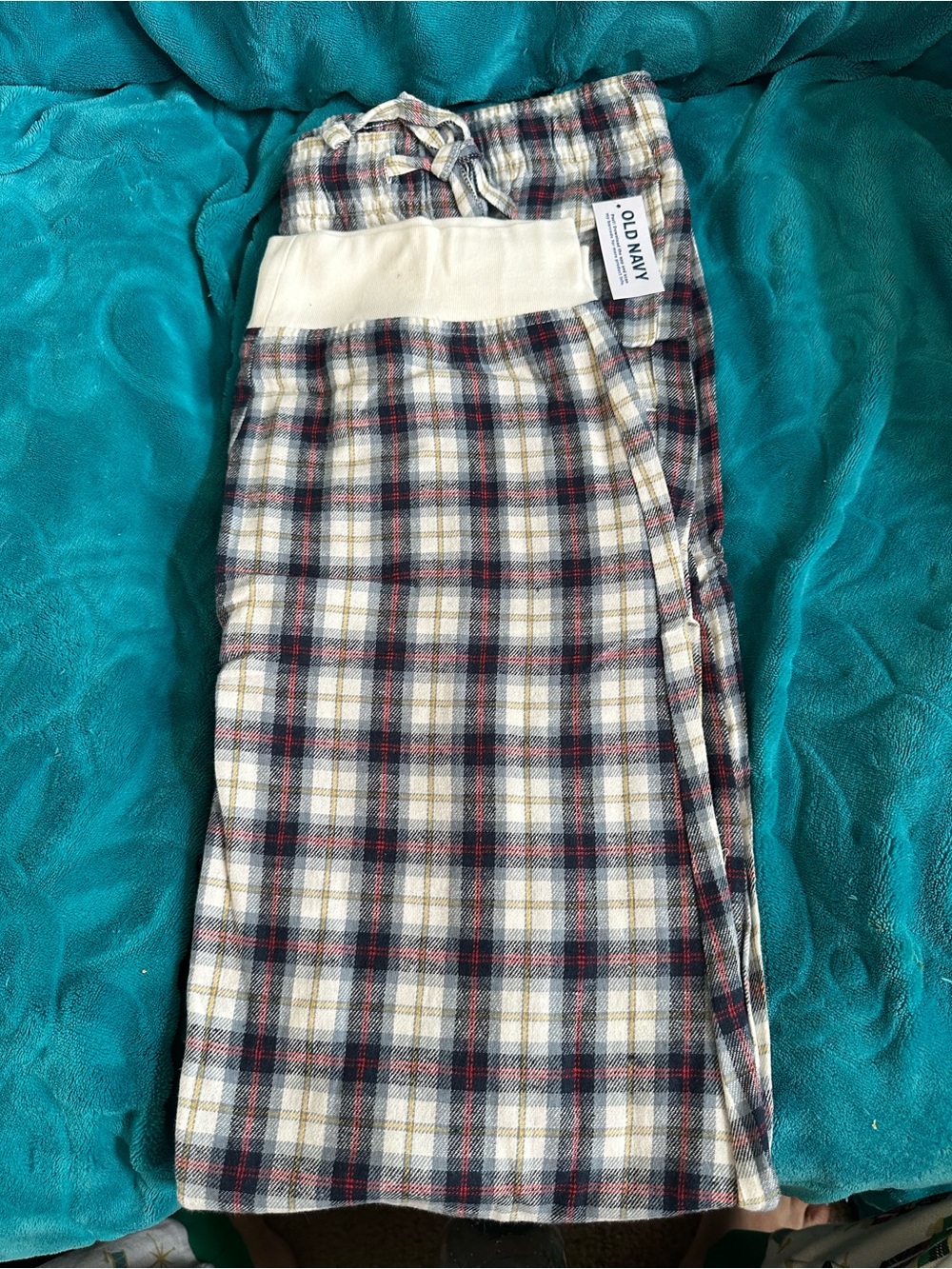 Old Navy Multicolor Plaid Flannel Pants — Navy, Red, Cream, Yellow